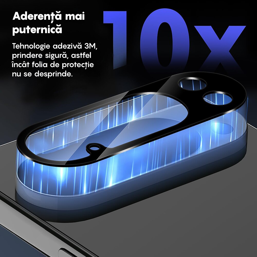 Set 2x Folie Sticla Camera compatibil cu Google Pixel 9 Pro XL, CASEY STUDIOS™ MaxDefense+, Protectie Securizata, Duritate 9H, Full Cover, Anti Zgarieturi, Ultra HD, Protectie Profesionala Camere 3D, Anti Zgarieturi, Anti Socuri