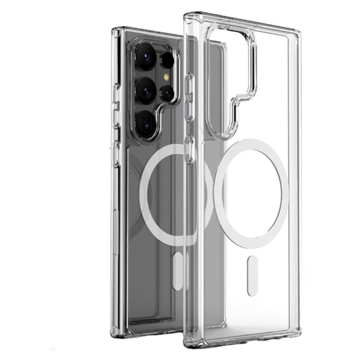Husa protectie Mat-Tech compatibila cu Samsung Galaxy S24 Ultra, MagSafe, Protectie Camera, Colturi anti-soc, Decupaje Precise, Rezistenta la impact, Transparenta