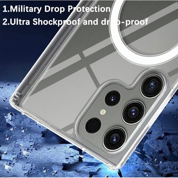 Husa protectie Mat-Tech compatibila cu Samsung Galaxy S24 Ultra, MagSafe, Protectie Camera, Colturi anti-soc, Decupaje Precise, Rezistenta la impact, Transparenta