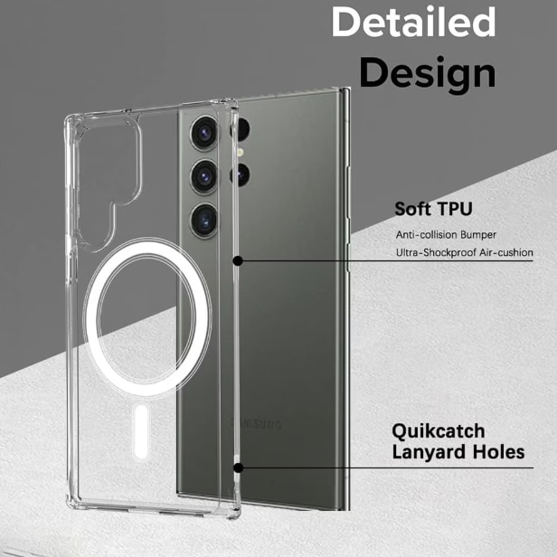 Husa protectie Mat-Tech compatibila cu Samsung Galaxy S24 Ultra, MagSafe, Protectie Camera, Colturi anti-soc, Decupaje Precise, Rezistenta la impact, Transparenta