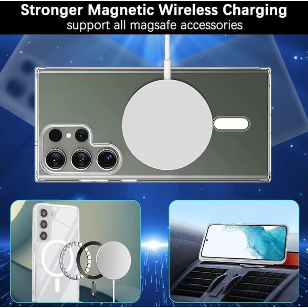 Husa protectie Mat-Tech compatibila cu Samsung Galaxy S24 Ultra, MagSafe, Protectie Camera, Colturi anti-soc, Decupaje Precise, Rezistenta la impact, Transparenta