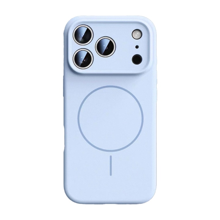 Husă de protecție pentru iPhone 17 Pro, SZGULAIKE, silicon albastru închis, MagSafe, interior din microfibra