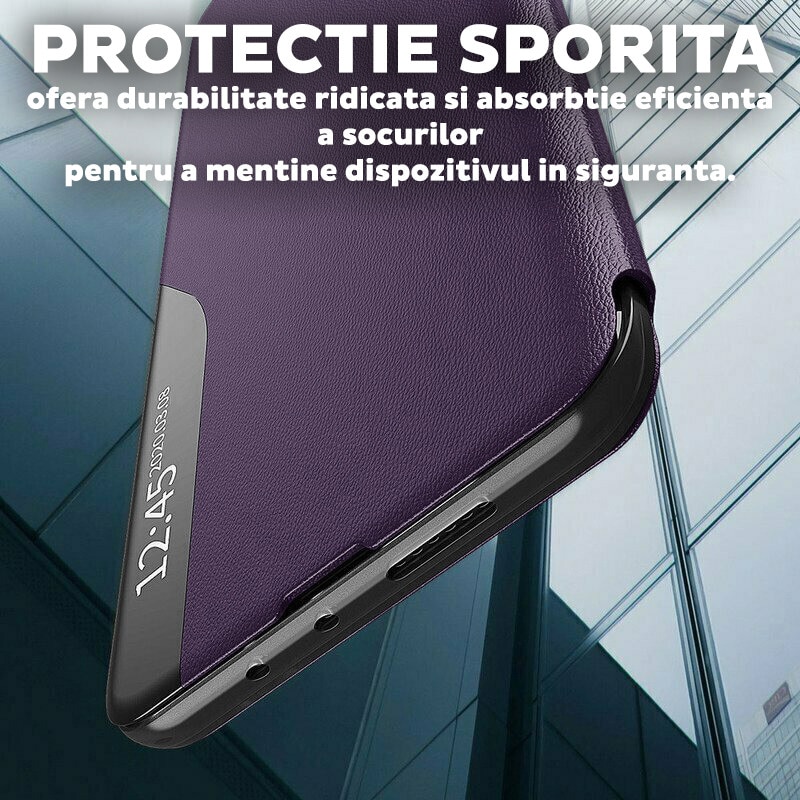 Husa pentru Honor Magic 8 Lite Tip Carte, S-View, Functie de Stand, Calitate Premium, Antisoc, Protectie Sporita, Mov