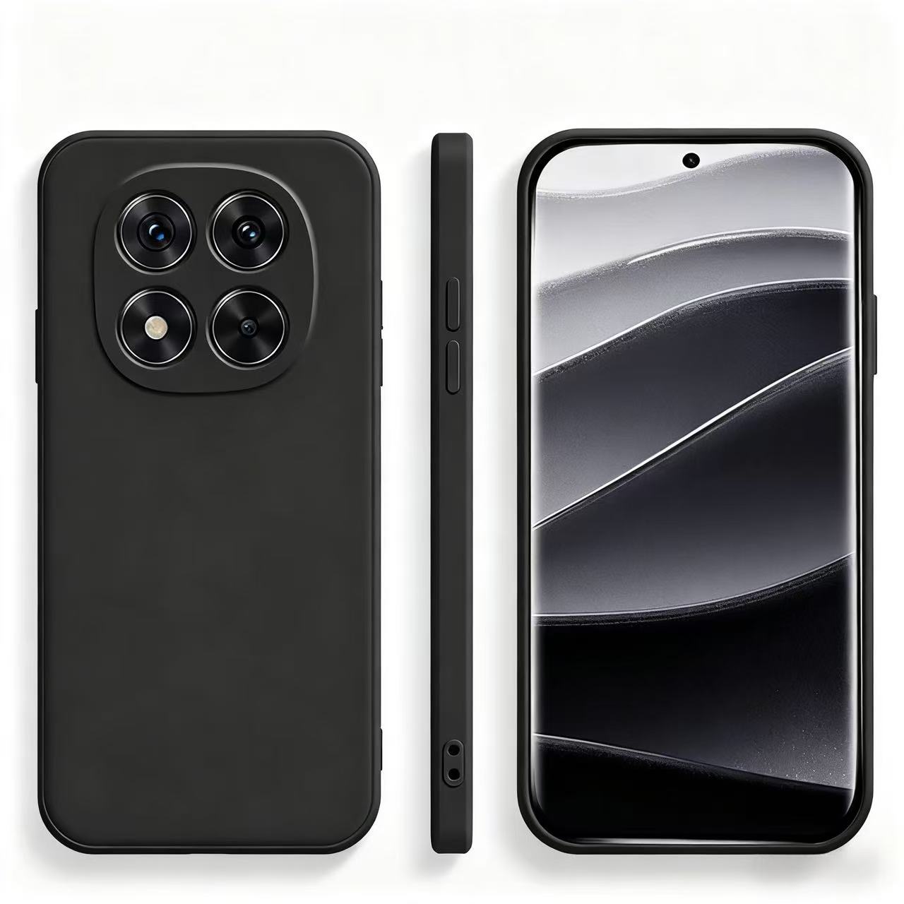 Husa pentru Xiaomi Redmi Note 14 Pro, silicon lichid, protectie militara, interior din microfibra, negru