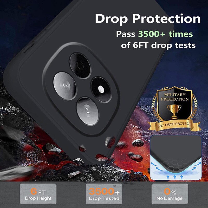 Husa pentru Xiaomi Redmi Note 14 Pro, silicon lichid, protectie militara, interior din microfibra, negru