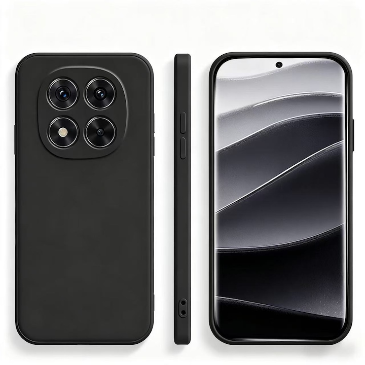Husa pentru Xiaomi Redmi Note 14 Pro, silicon lichid, protectie militara, interior din microfibra, negru