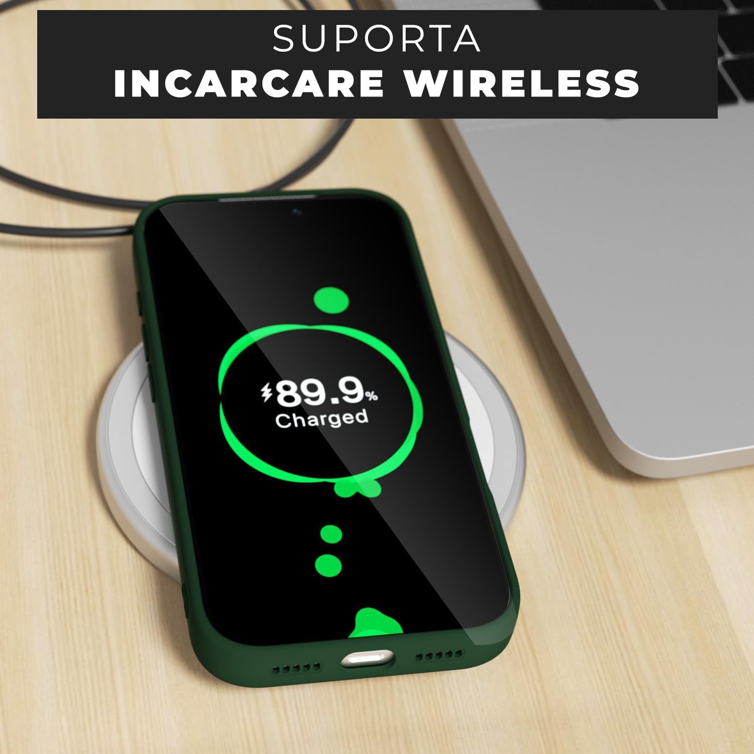 Husa pentru iPhone 17 Pro Max DaDen®, Ultra Slim, Silicon, Calitate Premium, Interior din microfibra, Verde inchis