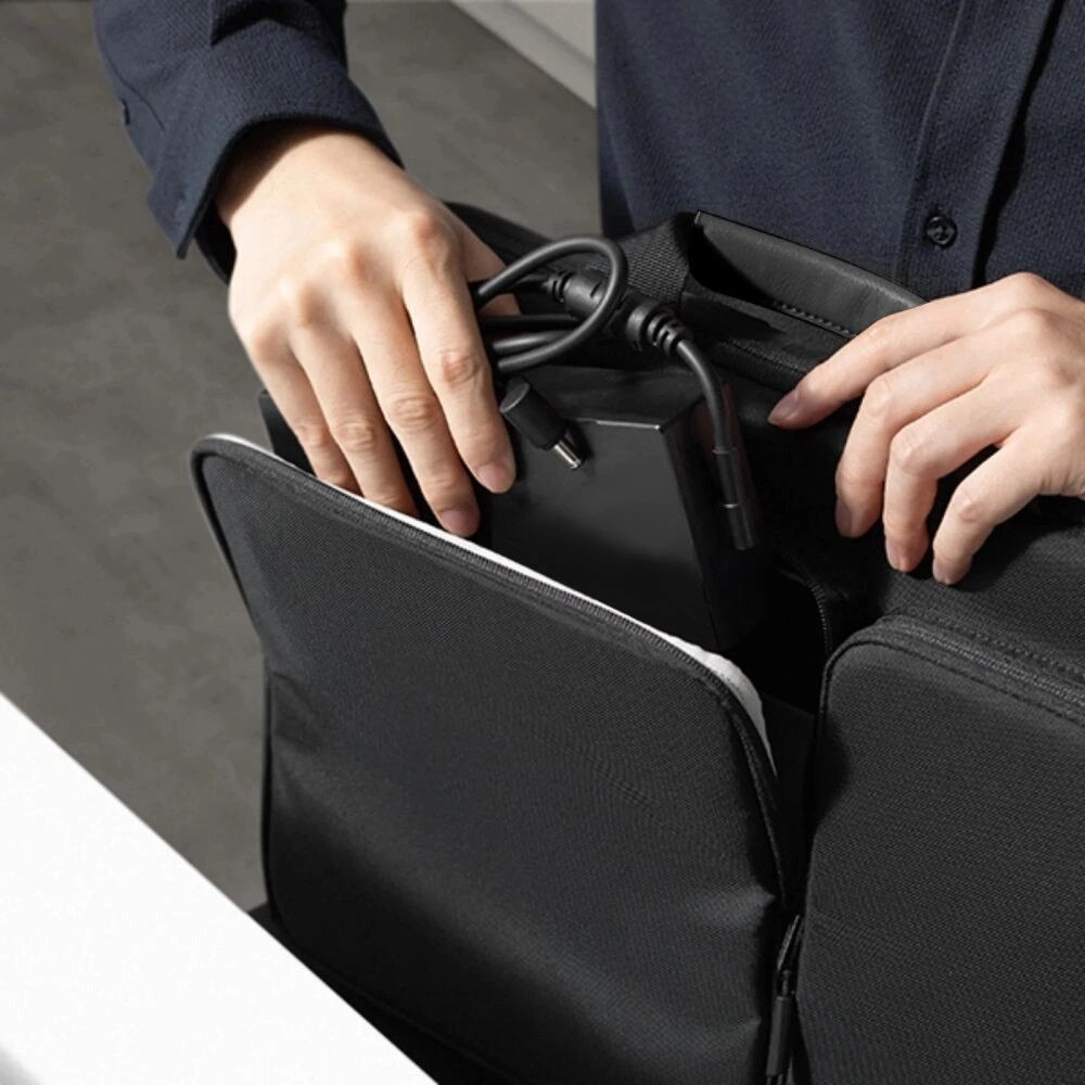 Geanta laptop Tech-Protect Defender, 17 inch, neagra, cu 4 compartimente, set cu curea