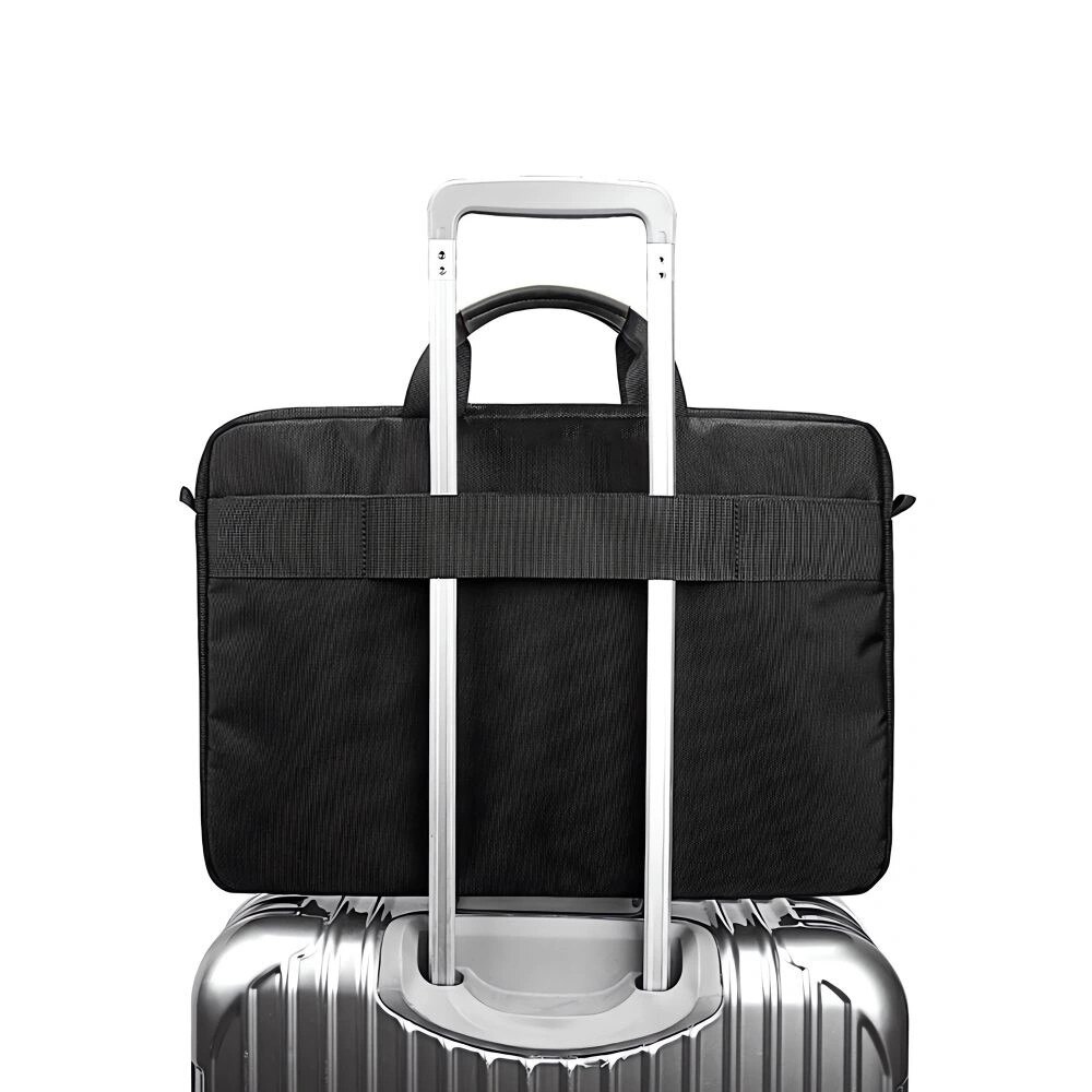 Geanta laptop Tech-Protect Defender, 17 inch, neagra, cu 4 compartimente, set cu curea