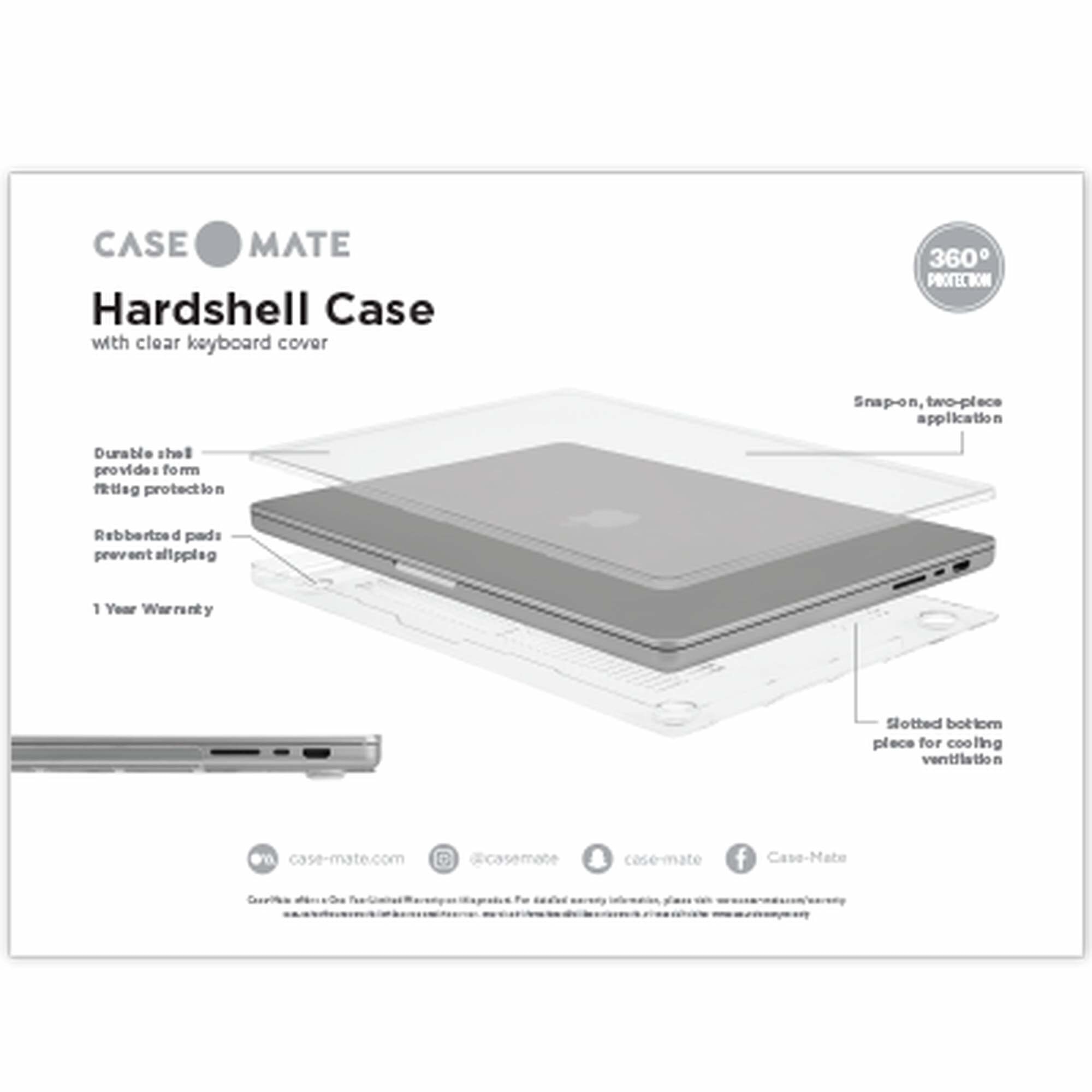 Carcasa Case-Mate Snap-On HardShell pentru Apple MacBook Pro 14" (2021), clear