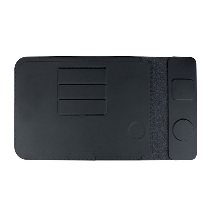 Geanta multifunctionala pentru laptop 4 in 1, incarcare wireless, design multifunctional, 15"-16", neagra