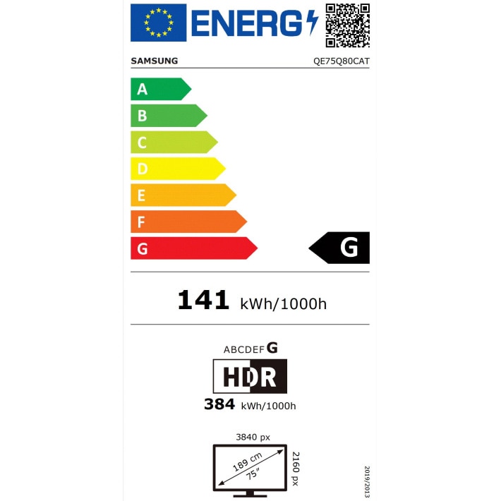 RESIGILAT: Televizor SAMSUNG QLED 75Q80C, 189 cm, Smart, 4K Ultra HD, 100 Hz, Clasa G (Model 2023)