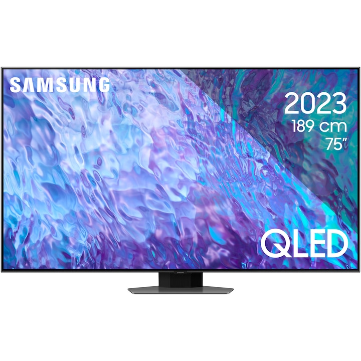 RESIGILAT: Televizor SAMSUNG QLED 75Q80C, 189 cm, Smart, 4K Ultra HD, 100 Hz, Clasa G (Model 2023)