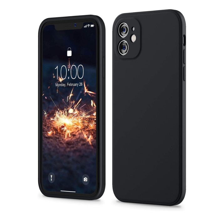 Husa telefon compatibila cu iPhone 11, Anti-Soc, Protectie camera, Microfibra interior ( catifea ), Margini Ridicate pentru Protectia Ecranului, Negru