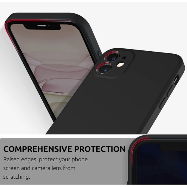 Husa telefon compatibila cu iPhone 11, Anti-Soc, Protectie camera, Microfibra interior ( catifea ), Margini Ridicate pentru Protectia Ecranului, Negru