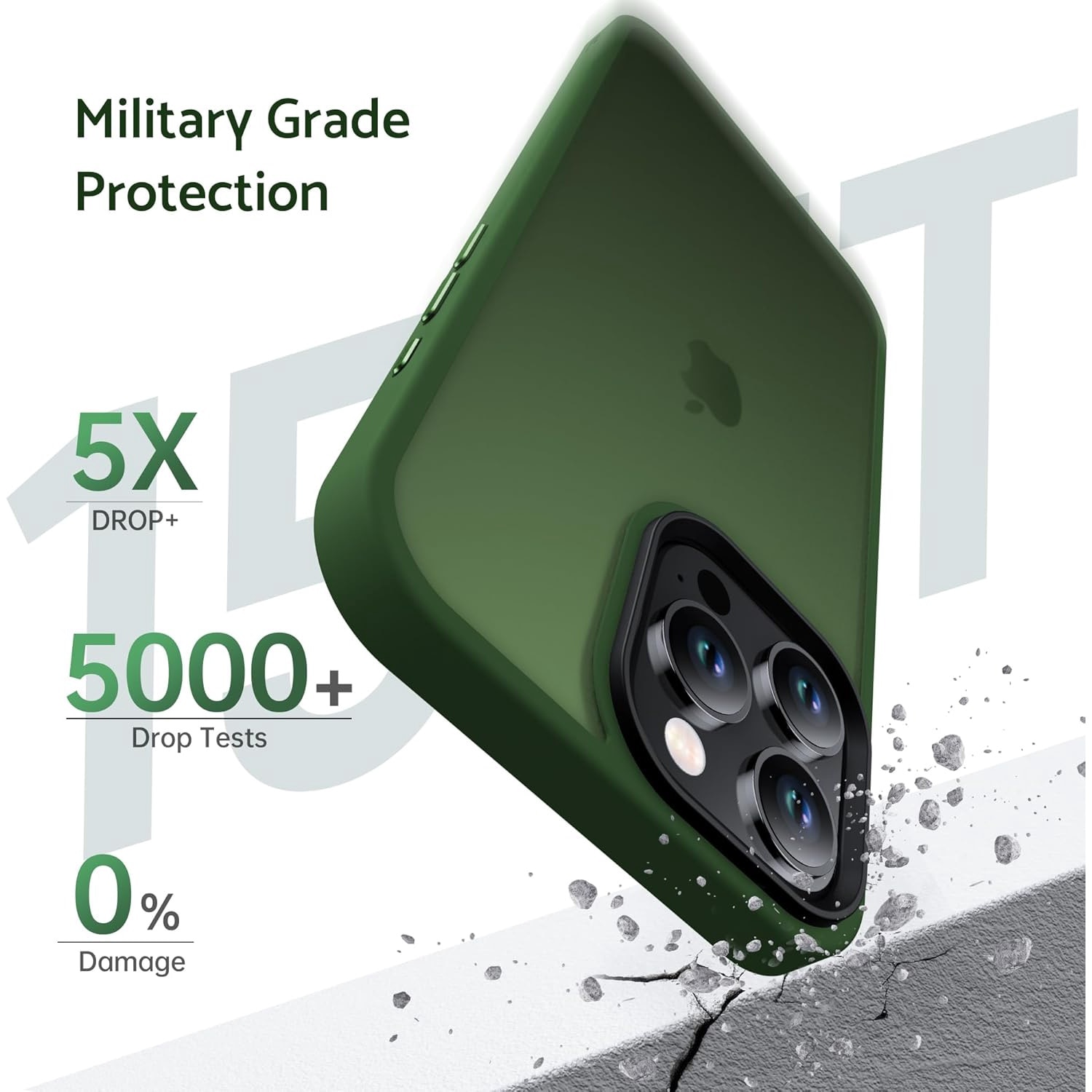 Husa pentru iPhone 16 PRO MAX, MobileSmart, Hybrid ultra slim, carcasa spate Antisoc, Verde