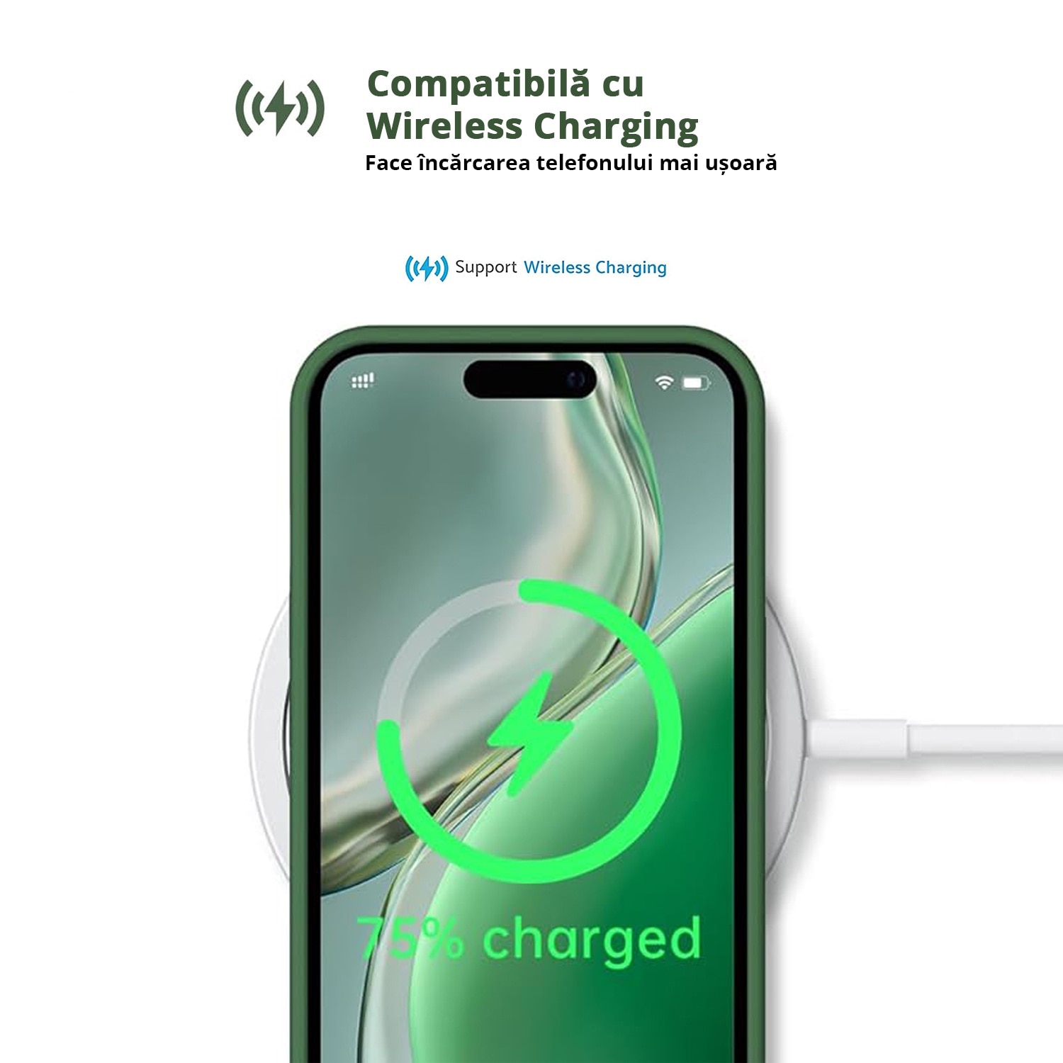 Husa pentru iPhone 16 PRO MAX, MobileSmart, Hybrid ultra slim, carcasa spate Antisoc, Verde