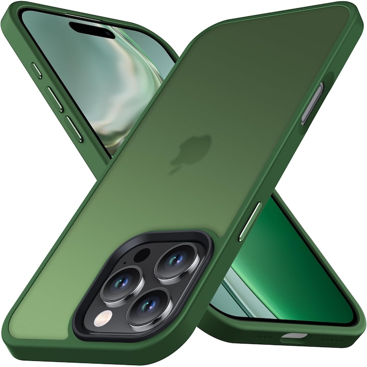 Husa pentru iPhone 16 PRO MAX, MobileSmart, Hybrid ultra slim, carcasa spate Antisoc, Verde