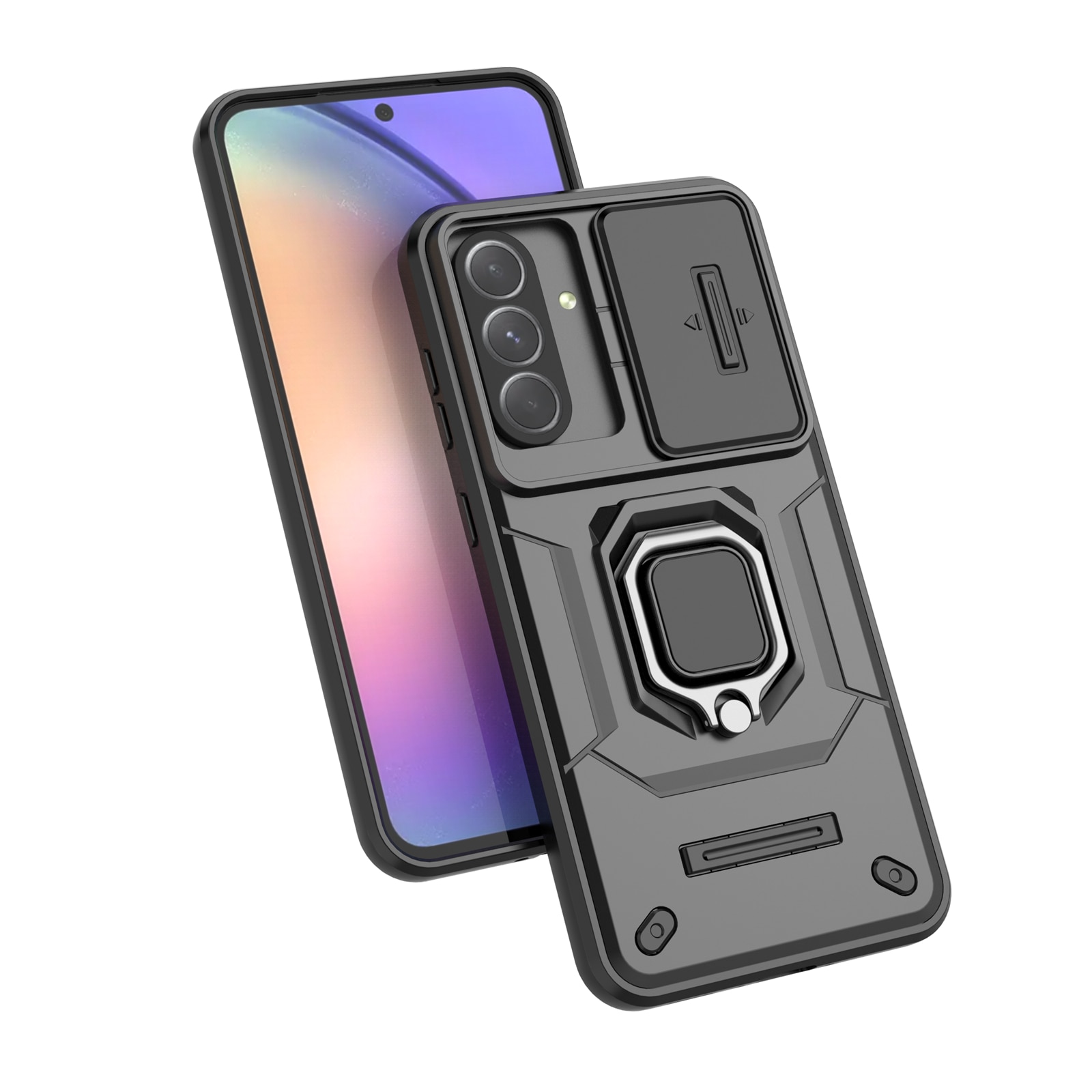 Husa de telefon mobil Armura rezistenta la socuri compatibila cu Samsung Galaxy A56/A36 5G cu protectie a camerei, Negru