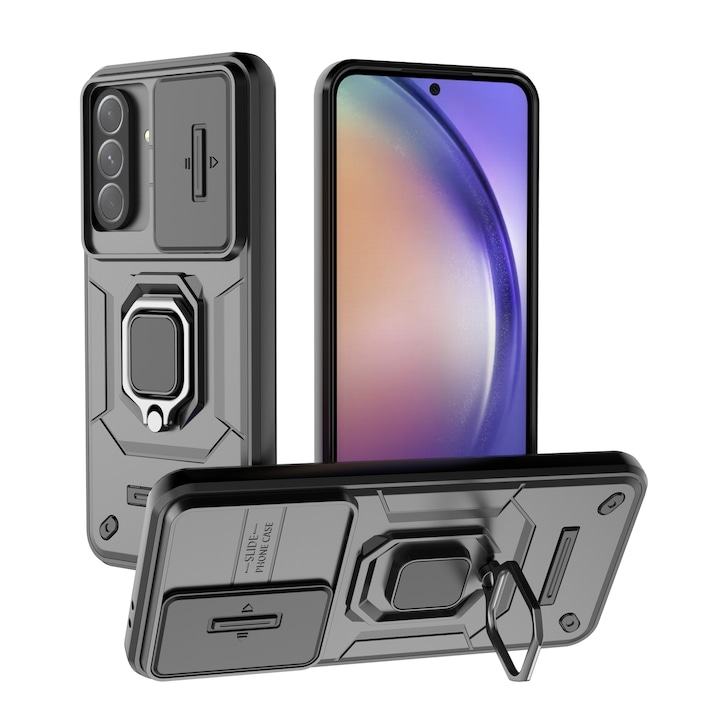 Husa de telefon mobil Armura rezistenta la socuri compatibila cu Samsung Galaxy A56/A36 5G cu protectie a camerei, Negru