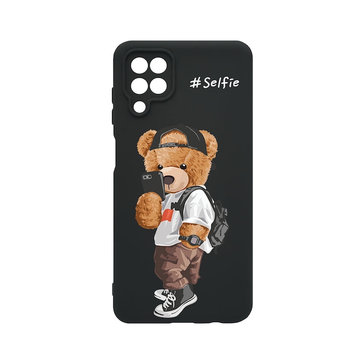 Husa BestCase® Premium Liquid Silicon, Compatibila Cu Samsung Galaxy A12 / Galaxy M12, Selfie Teddy Bear, SLIM 1.2MM, Microfibra in interior, Antisoc, Protectie Camera, Margini ridicate pentru protectia ecranului, PB 925