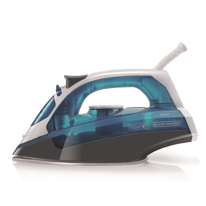 Fier de calcat Black&Decker, 2200W, abur continuu 120g/min, albastru