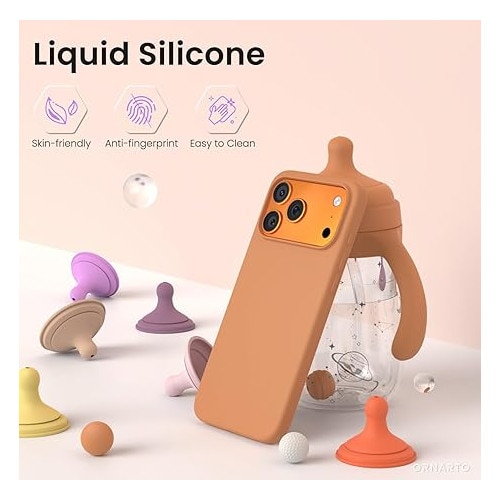 Husa pentru iPhone 17 Pro, Joyshell, SIlicon Catifelat Cu Interior Microfibra, Portocaliu