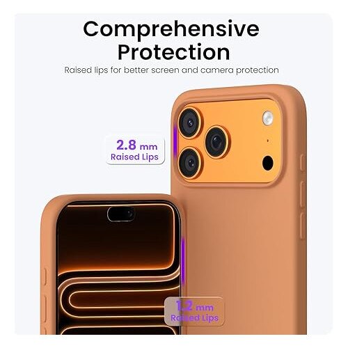 Husa pentru iPhone 17 Pro, Joyshell, SIlicon Catifelat Cu Interior Microfibra, Portocaliu