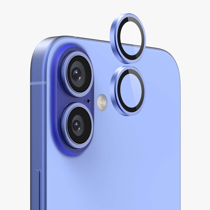 Folie Camera Daden din sticla pentru iPhone 16/16 Plus, Full Cover, Protectie Profesionala, Ultra Rezistenta, Calitate Premium, Albastru