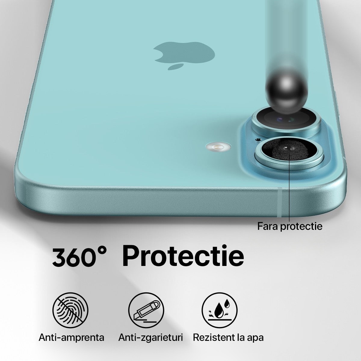 Folie Camera Daden din sticla pentru iPhone 16/16 Plus, Full Cover, Protectie Profesionala, Ultra Rezistenta, Calitate Premium, Albastru