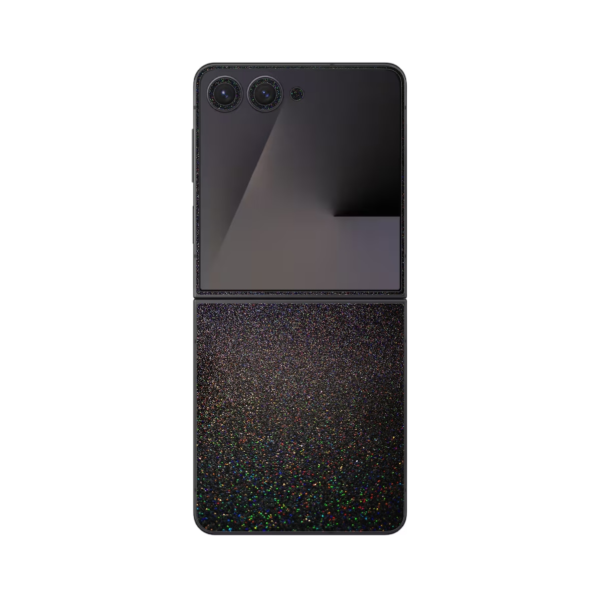 Folie iSkinz pentru Samsung Galaxy Z Flip7 - Black Galactic Gold, Split Cut, Skin Adeziv Cover, Protectie pentru Carcasa Spate si Laterale