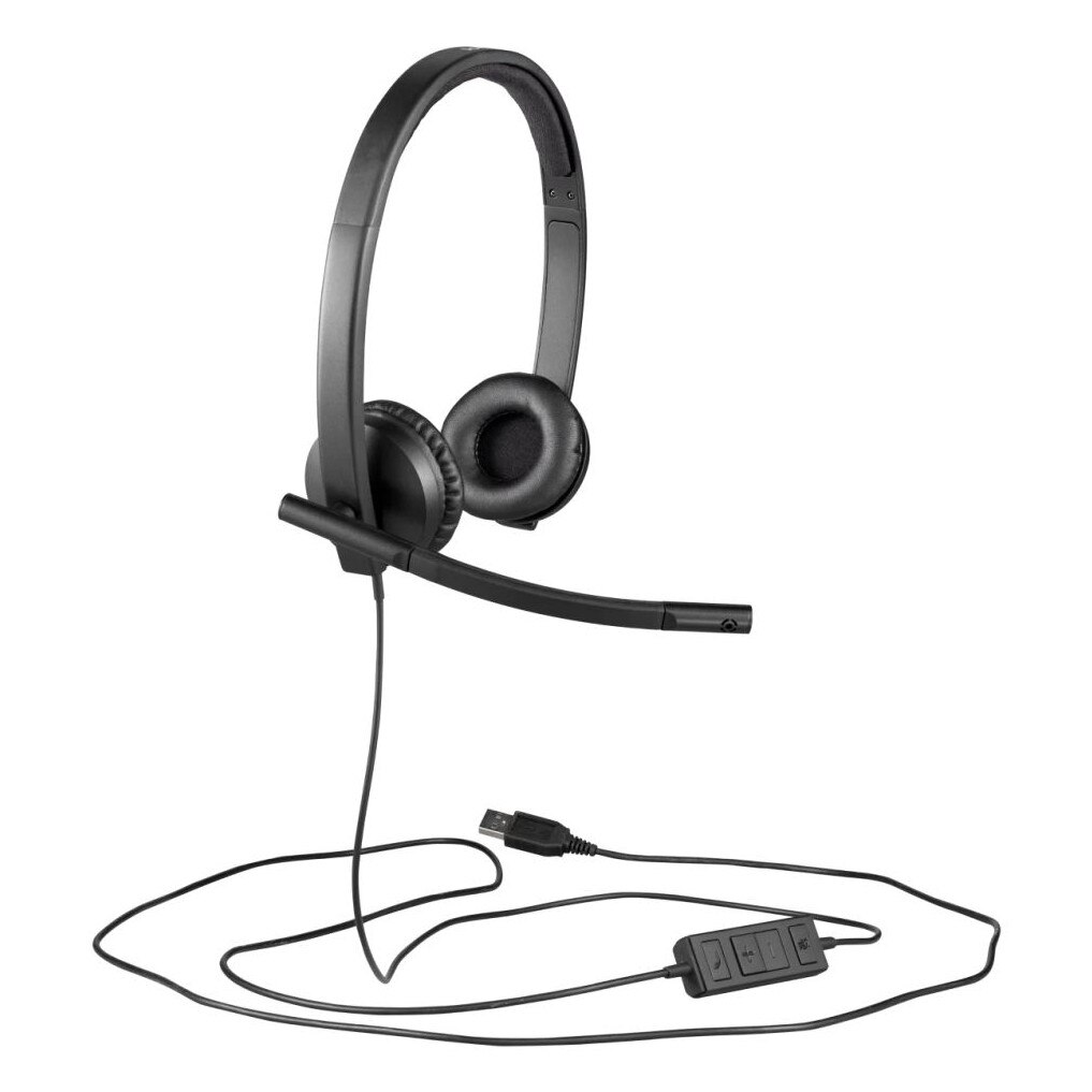 Casti cu fir Logitech H570e, microfon, USB, 1,9m, negru