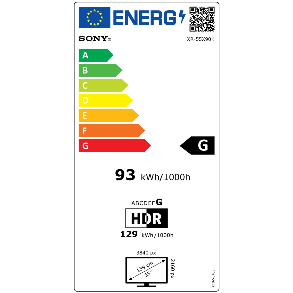 Televizor Sony LED 55X90K, 139 cm, Smart Google TV, 4K Ultra HD, 100Hz, Clasa G
