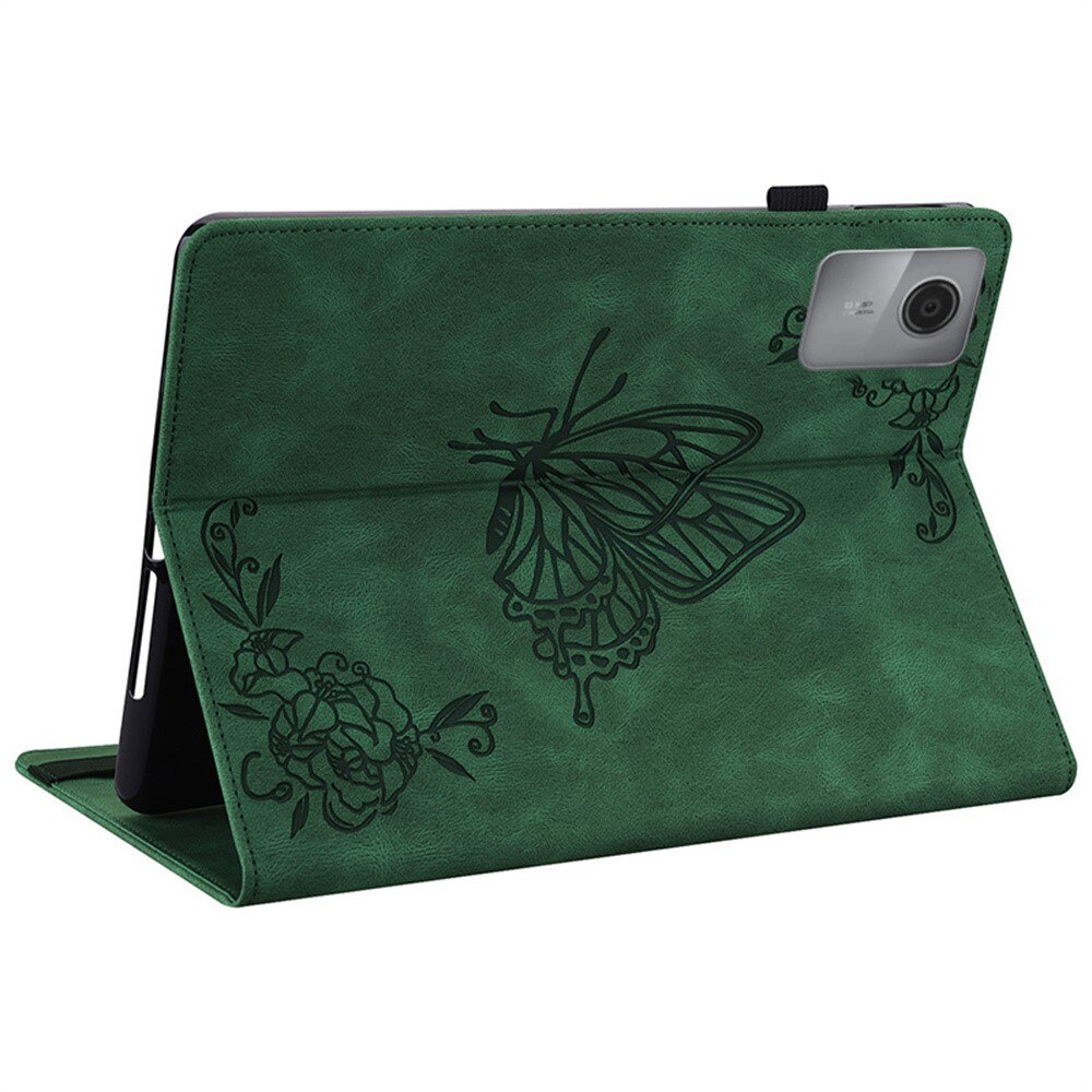 Husa tableta XGSM Butterfly, verde, pentru Lenovo Idea Tab 11" / Tab K11 11" (2 gen.), cu suport si compartimente pentru carduri