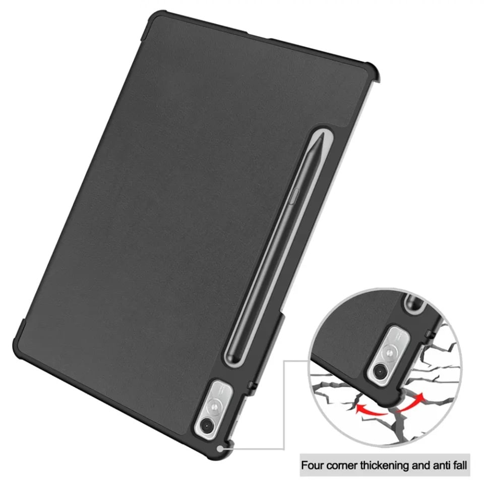 Husa tableta pentru Lenovo Tab P11 Pro Gen 2 11.2, SKYDDAR INNOVATION, cu suport Multi-Unghi si functie Sleep/Wake, FoldPro, Negru, set cu sticker