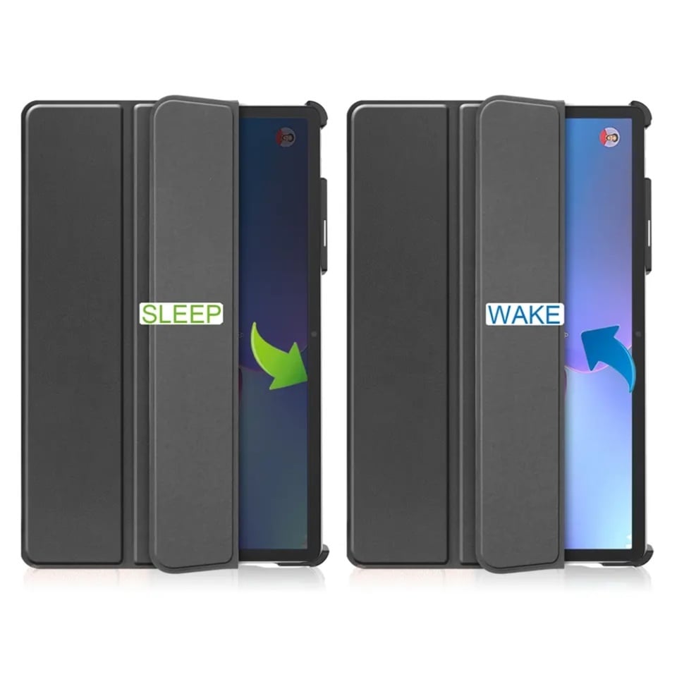 Husa tableta pentru Lenovo Tab P11 Pro Gen 2 11.2, SKYDDAR INNOVATION, cu suport Multi-Unghi si functie Sleep/Wake, FoldPro, Negru, set cu sticker
