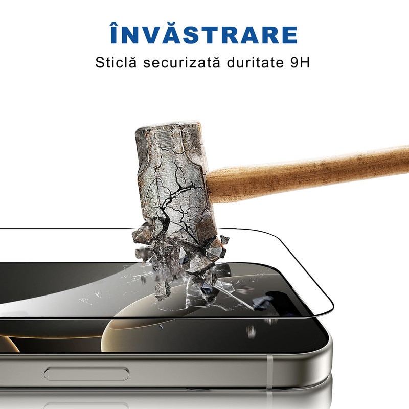 Folie sticla protectie telefon, MOGU, compatibila cu iPhone 16 Plus, instalare 1:1 usoara si rapida cu dispozitiv de montare automata in 30 de secunde, protectie a telefonului, folie de inalta definitie，transparent