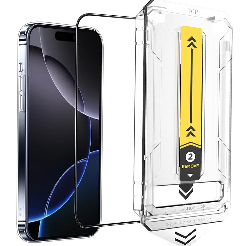 Folie sticla protectie telefon, MOGU, compatibila cu iPhone 16 Plus, instalare 1:1 usoara si rapida cu dispozitiv de montare automata in 30 de secunde, protectie a telefonului, folie de inalta definitie，transparent
