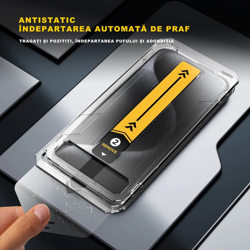 Folie sticla protectie telefon, MOGU, compatibila cu iPhone 16 Plus, instalare 1:1 usoara si rapida cu dispozitiv de montare automata in 30 de secunde, protectie a telefonului, folie de inalta definitie，transparent