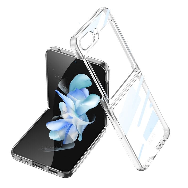 Husa pentru Samsung Z Flip 6 DaDen® Luxury, Ultra Protectie, Transparent cu margini argintii
