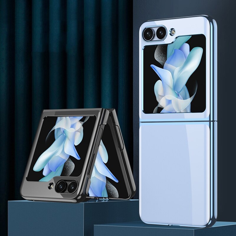 Husa pentru Samsung Z Flip 6 DaDen® Luxury, Ultra Protectie, Transparent cu margini argintii