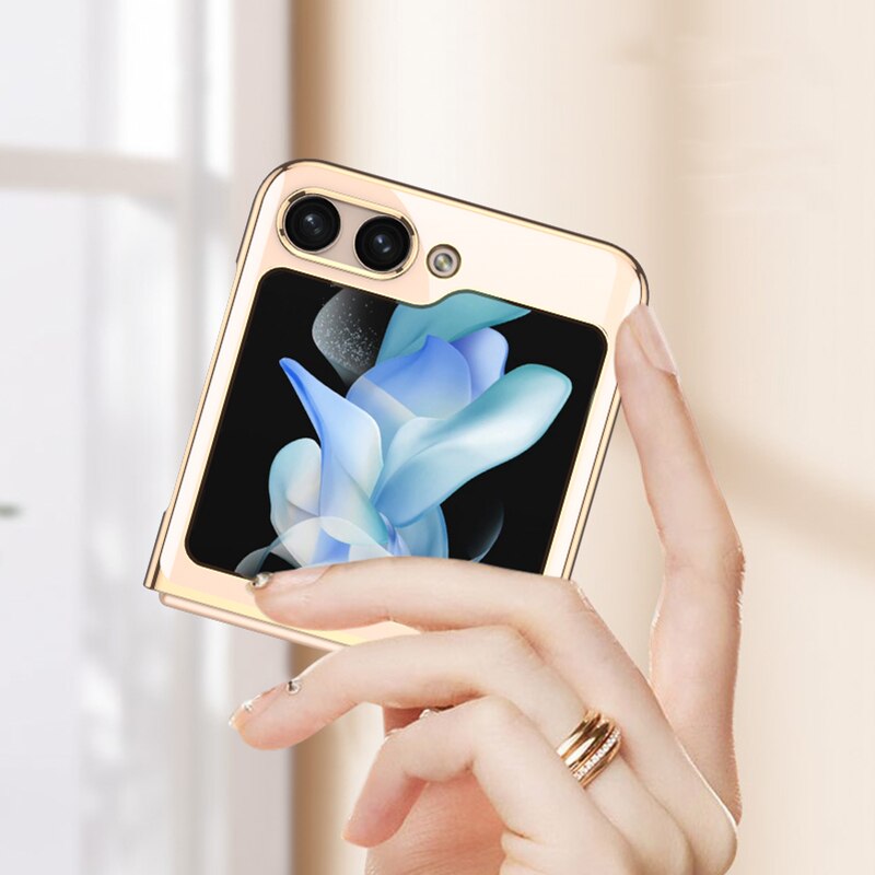 Husa pentru Samsung Z Flip 6 DaDen® Luxury, Ultra Protectie, Transparent cu margini argintii