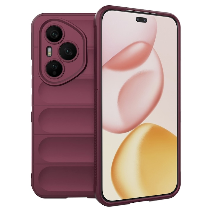 Husa pentru Honor 400 Pro DaDen® Magic Shield, Antisoc, Interior microfibra, TPU, Visiniu