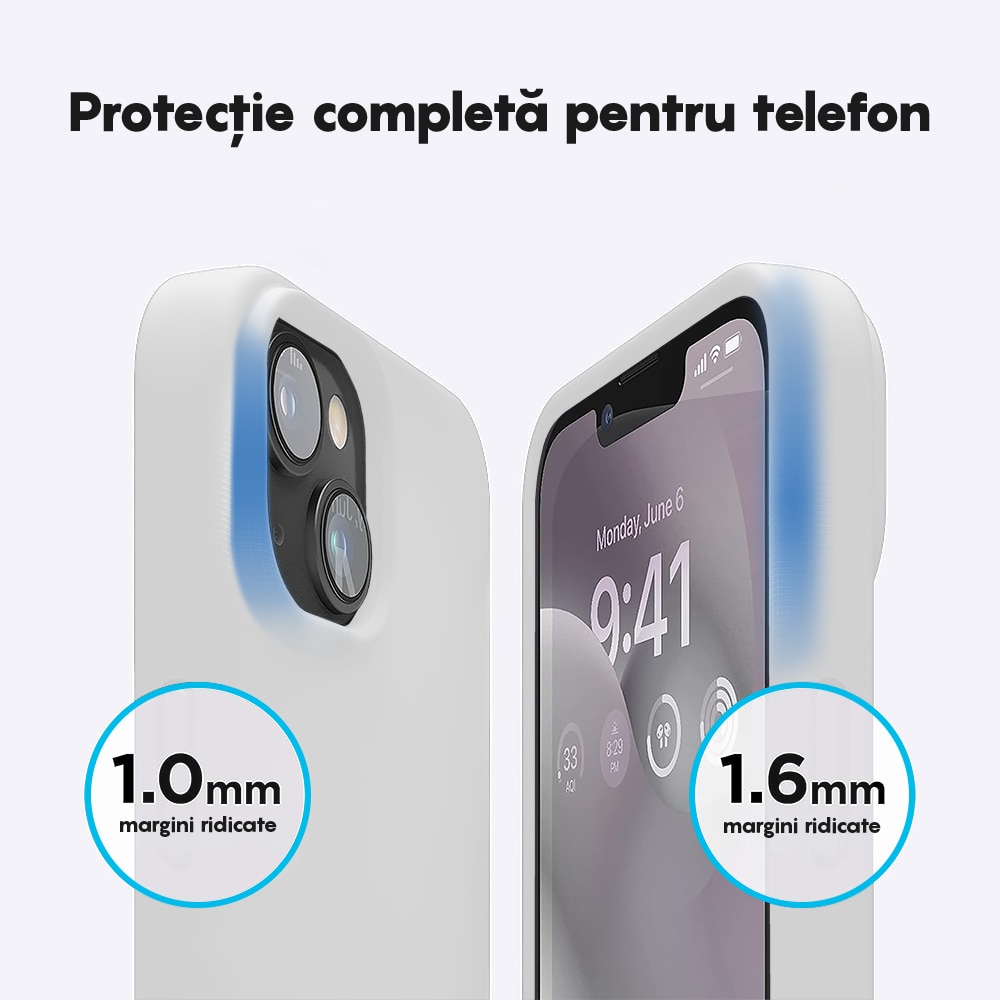 Husa CASEY STUDIOS™ compatibila cu iPhone 12 / 12 Pro, Soft Silicone Premium, Microfibra in Interior, White, de Protectie, Ultra Slim, pentru Incarcare Wireless, Margini Ridicate de Protectia Ecranului si a Camerelor