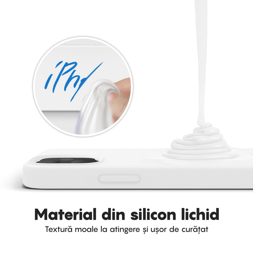 Husa CASEY STUDIOS™ compatibila cu iPhone 12 / 12 Pro, Soft Silicone Premium, Microfibra in Interior, White, de Protectie, Ultra Slim, pentru Incarcare Wireless, Margini Ridicate de Protectia Ecranului si a Camerelor