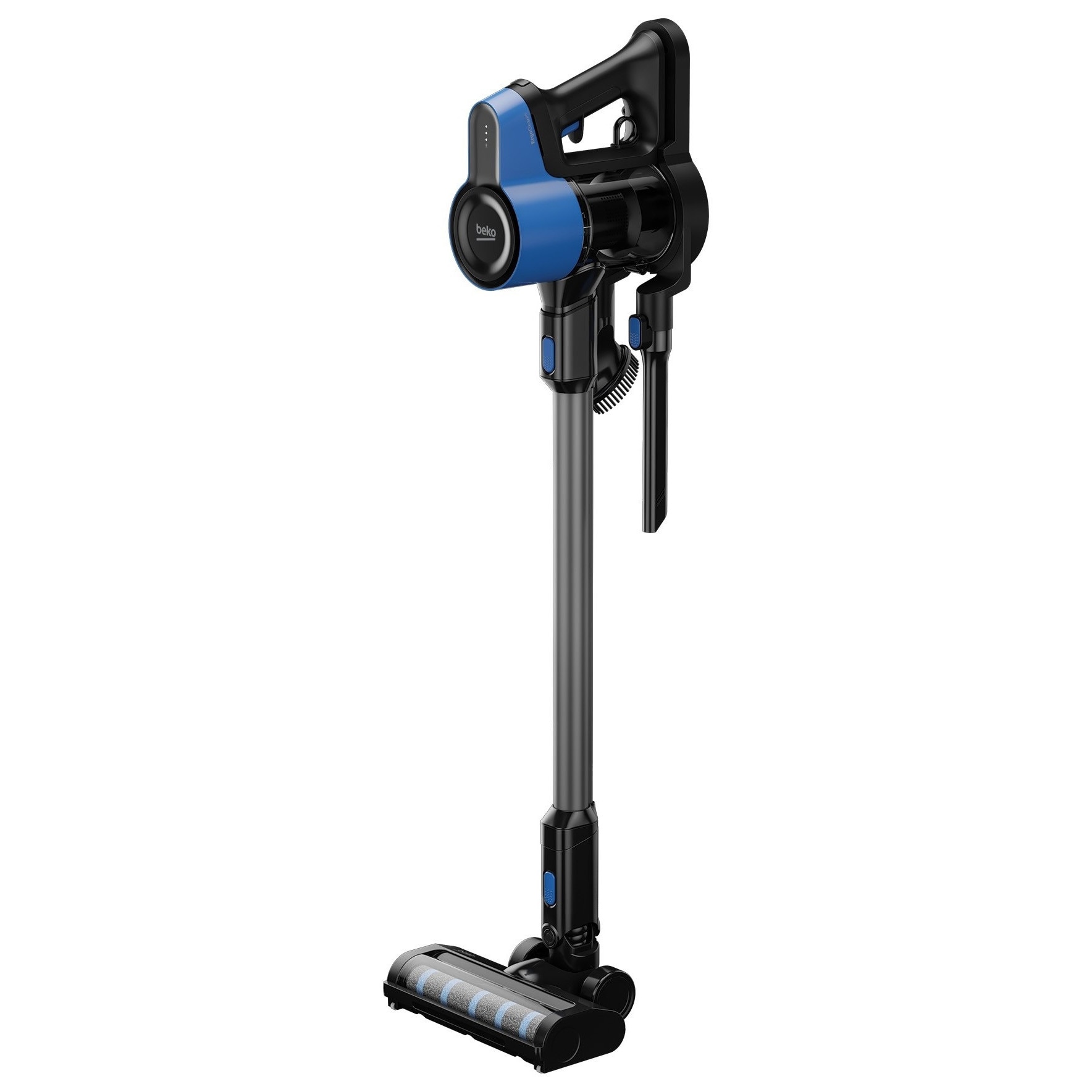 Aspirator vertical 2 in 1 cu mop Beko ErgoClean™ VRT60221VD, 0.5l, 21.6V, 160 W, Filtru Hepa 10, autonomie max 45 min, Albastru/Negru