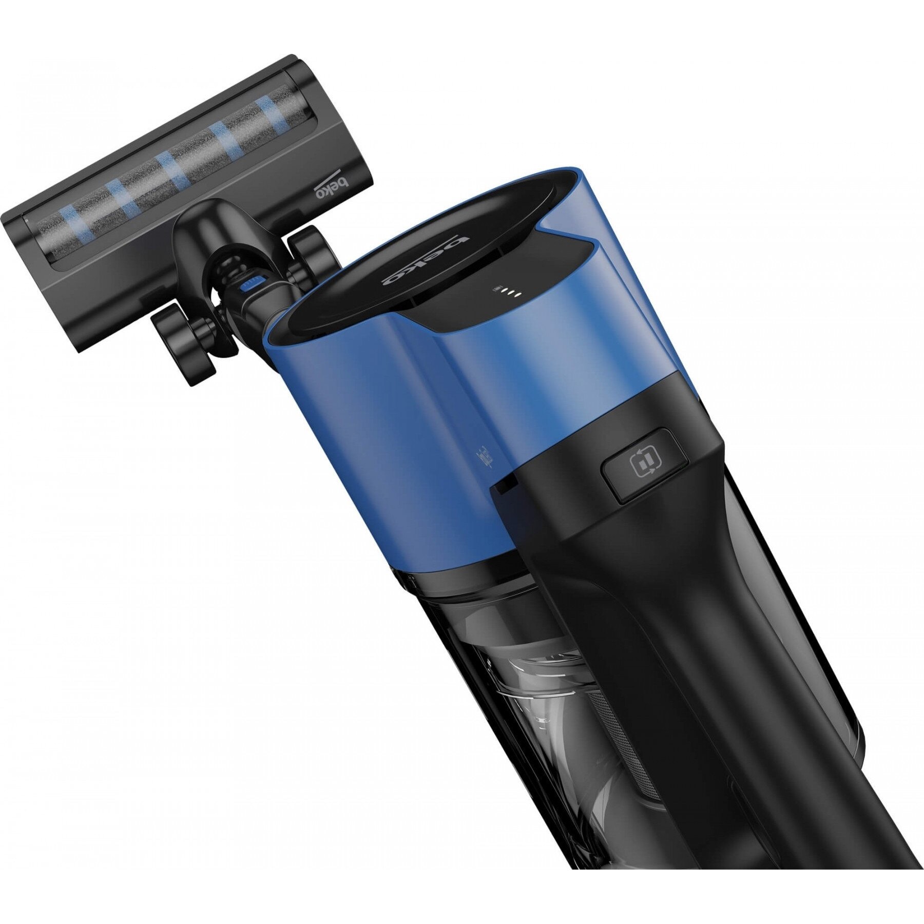 Aspirator vertical 2 in 1 cu mop Beko ErgoClean™ VRT60221VD, 0.5l, 21.6V, 160 W, Filtru Hepa 10, autonomie max 45 min, Albastru/Negru
