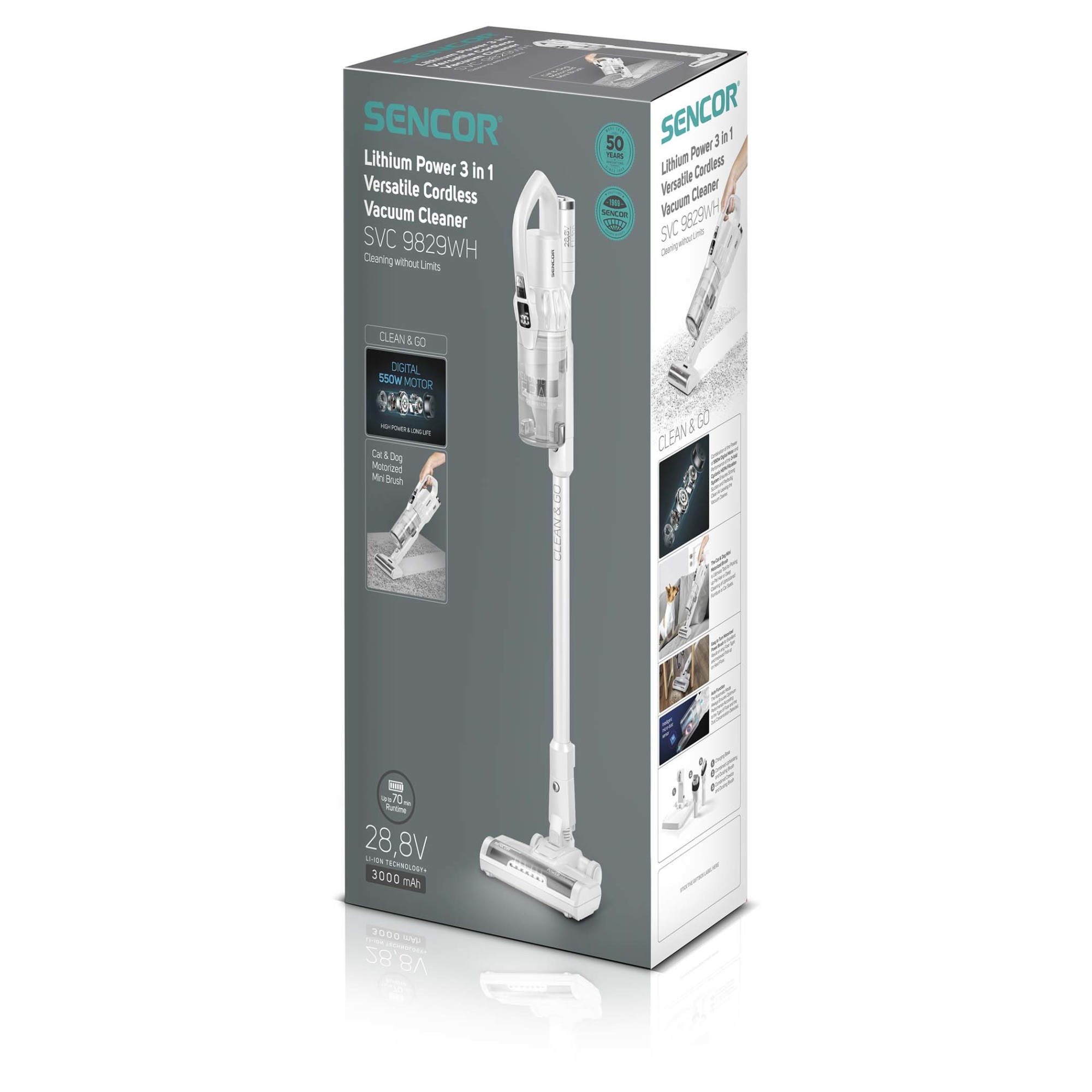 Aspirator vertical, Sencor, 550 W, 0.5 l, Alb