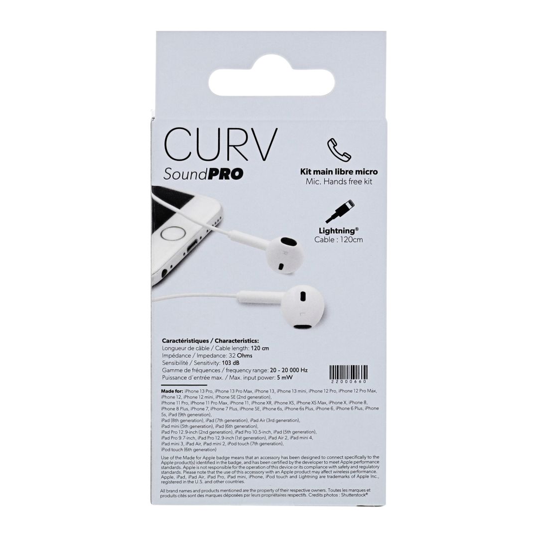 Casti cu fir TnB Curv, microfon, alb, 1,2m