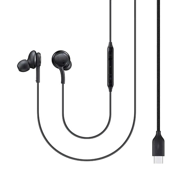 Casti cu Fir In Ear, G-Tech EO-IC100 BBE, Conector USB-C, Compatibil cu Samsung Galaxy Note 20 Plus, Stereo de Inalta Calitate, Negru